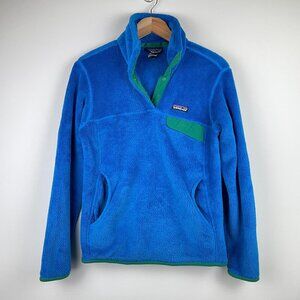 Patagonia Pull Over Fleece Blue w/ Green Accents  - Women’s Small